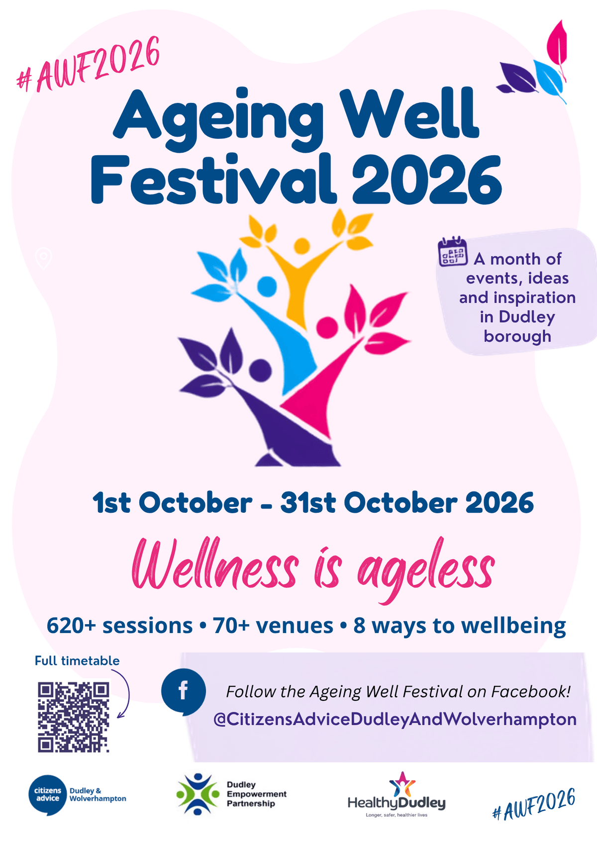 Ageing Well Festival 2026 poster advertising a month of events across Dudley Borough