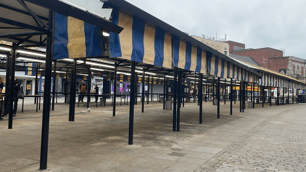 £150,000 Dudley Market Seating Area Removed Over Anti-Social Behaviour — Dudley news photo (BBC Birmingham & Black Country)